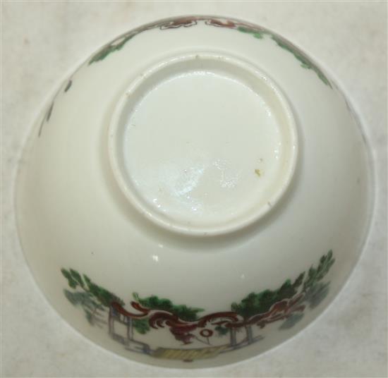 An early Worcester Les Garcon Chinois tea bowl and saucer, c.1760, saucer 11.9cm